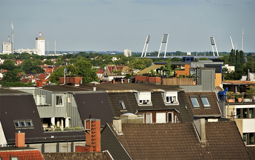 Bremen vom Dach der Markthalle acht am Domshof, 3.07.2022